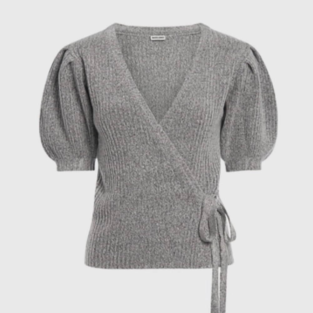 Rachel Comey grey puff shoulder wrap sweater